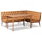 Baxton Studio Riordan Mid-Century Modern Tan Faux Leather and Walnut Brown Finished Wood 3-Piece Dining Nook Set 186-11361-9305-Zoro - alternate 1